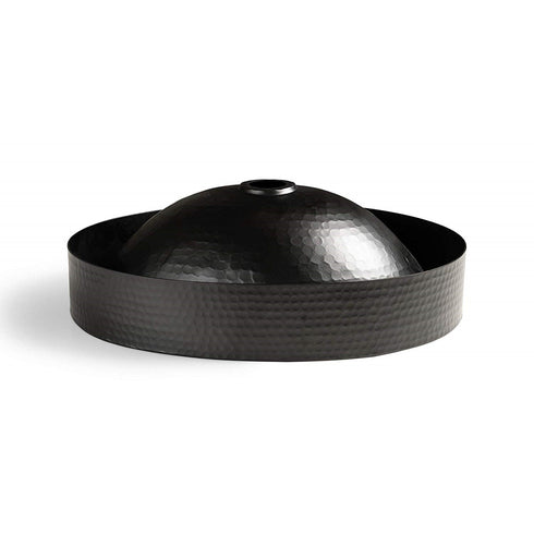 Hand Hammered 17 inch Aluminum Skirted Oval Vessel Bathroom Sink - Matte Black